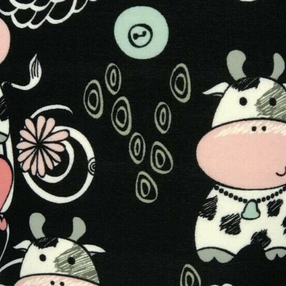 YOGA Workout Leggings High Waisted Sweet Cow Print ONE SIZE FITS Waist 24-30 NWT - Picture 4 of 6